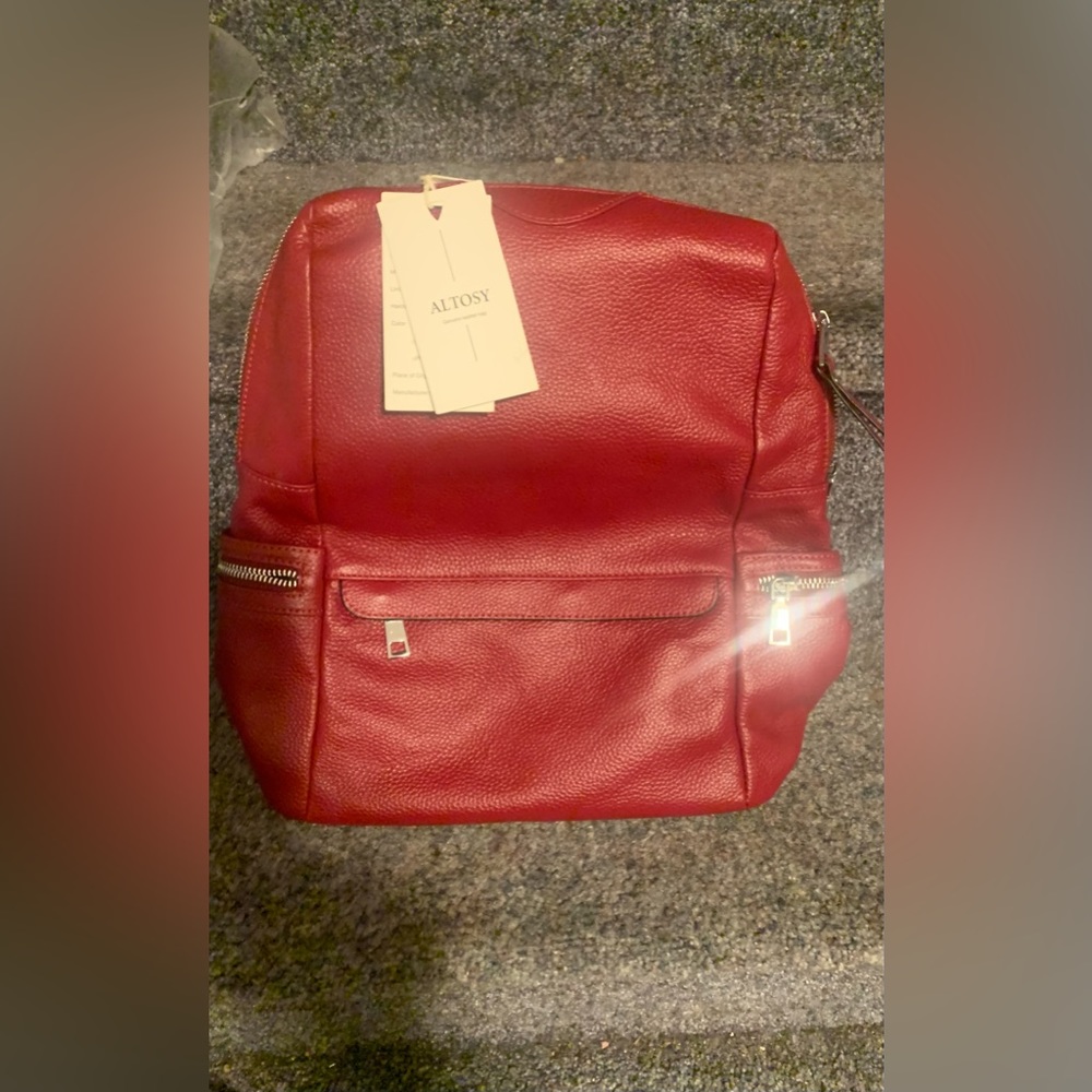 Altosy Genuine Leather top grain backpack-Red